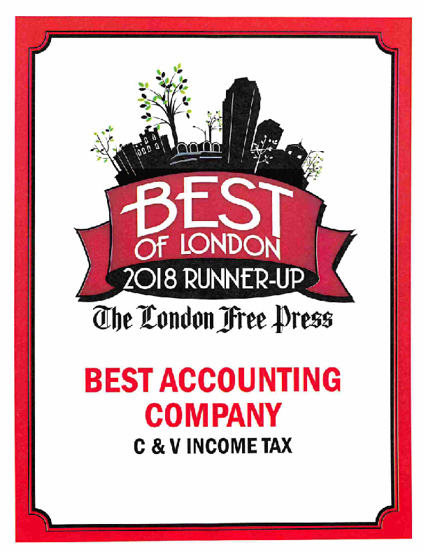 Best of London Runner-Up Site Image | C & V Income Tax Service BOL Runner-Up