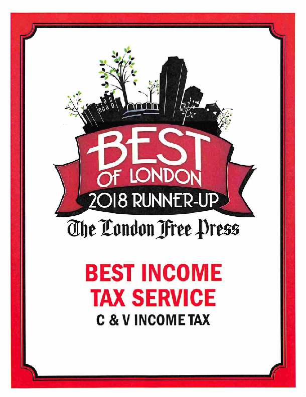 Best of London Runner-Up Site Image | C & V Income Tax Service BOL Runner-Up